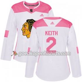 Chicago Blackhawks Duncan Keith 2 Adidas 2017-2018 Wit Oranje Fashion Authentic Shirt - Dames